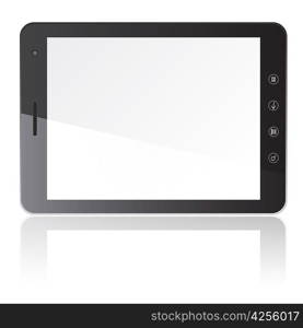 Tablet PC computer with blank screen horizontally isolated on white background. Vector illustration.