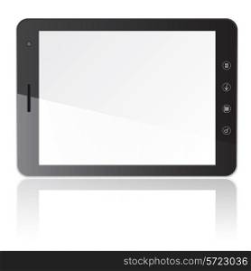 Tablet PC computer with blank screen horizontally isolated on white background. Vector illustration.