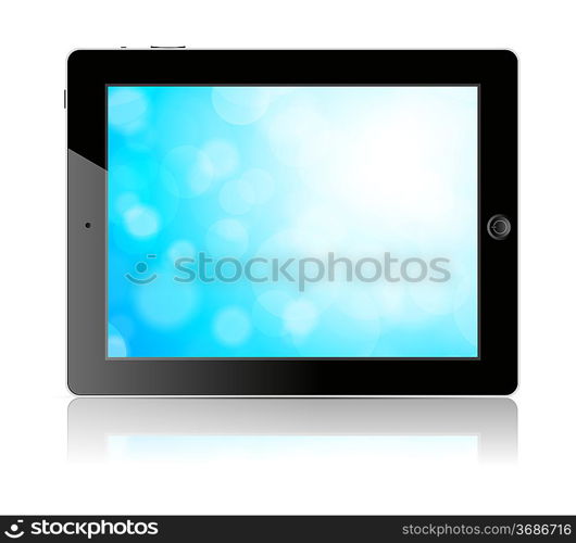 Tablet pc with blue screen. Isolated on white