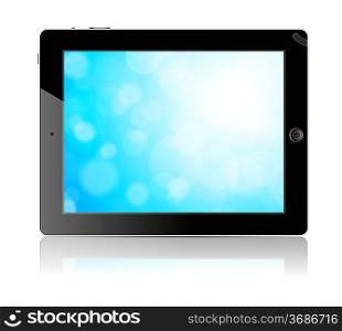Tablet pc with blue screen. Isolated on white