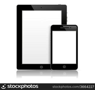 Tablet pc with mobile phone in black body