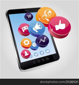 tablet pc with social media concept on touchscree