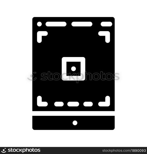 tablet photo camera app glyph icon vector. tablet photo camera app sign. isolated contour symbol black illustration. tablet photo camera app glyph icon vector illustration