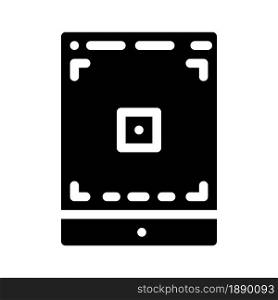 tablet photo camera app glyph icon vector. tablet photo camera app sign. isolated contour symbol black illustration. tablet photo camera app glyph icon vector illustration