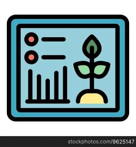 Tablet plant control icon outline vector. Robot organic. Digital future color flat. Tablet plant control icon vector flat