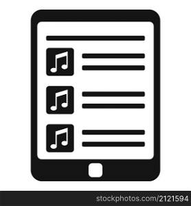 Tablet playlist icon simple vector. Song list app. Playlist radio. Tablet playlist icon simple vector. Song list app
