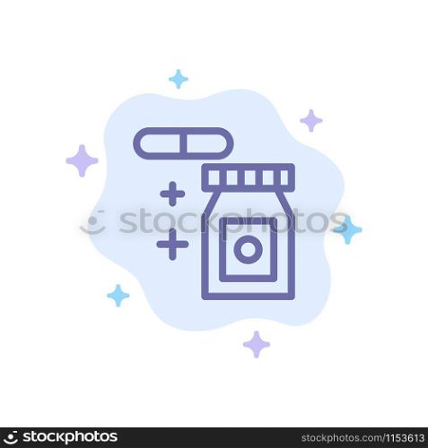 Tablet, Rainy, Temperature Blue Icon on Abstract Cloud Background
