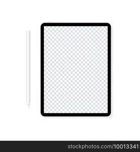 Tablet realistic mockup with pencil. Vector isolated illustration. Responsive screens to display your website design. Stock vector. EPS 10