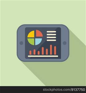 Tablet report icon flat vector. Document data. Chart finance. Tablet report icon flat vector. Document data
