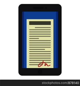Tablet signature icon. Flat illustration of tablet signature vector icon for web design. Tablet signature icon, flat style