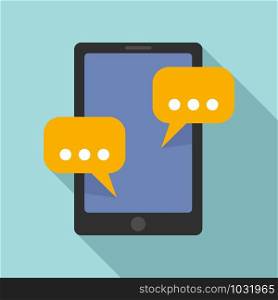 Tablet sms chat icon. Flat illustration of tablet sms chat vector icon for web design. Tablet sms chat icon, flat style