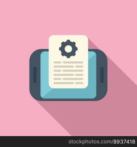 Tablet technical document icon flat vector. Data support. Help project. Tablet technical document icon flat vector. Data support