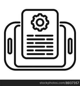 Tablet technical document icon outline vector. Data support. Help project. Tablet technical document icon outline vector. Data support