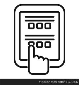 Tablet test icon outline vector. Answer exam. Paper check. Tablet test icon outline vector. Answer exam