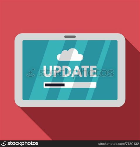 Tablet update icon. Flat illustration of tablet update vector icon for web design. Tablet update icon, flat style