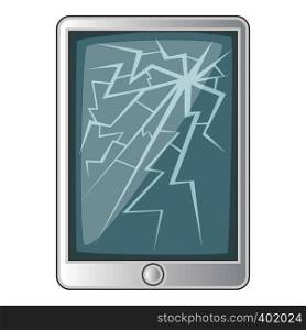 Tablet with broken screen icon. Cartoon illustration of tablet with broken screen vector icon for web design. Tablet with broken screen icon, cartoon style