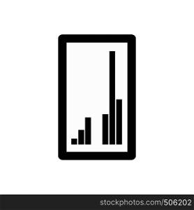 Tablet with charts icon in simple style isolated on white background. Tablet with charts icon, simple style