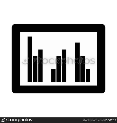 Tablet with charts icon in simple style isolated on white background. Tablet with charts icon, simple style