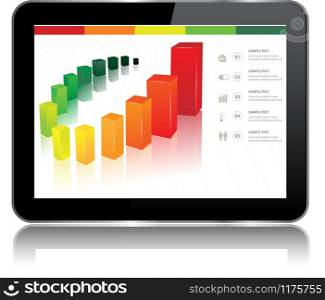 Tablet with statistics chart