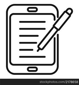 Tablet writing icon outline vector. Write message. Text notepad. Tablet writing icon outline vector. Write message