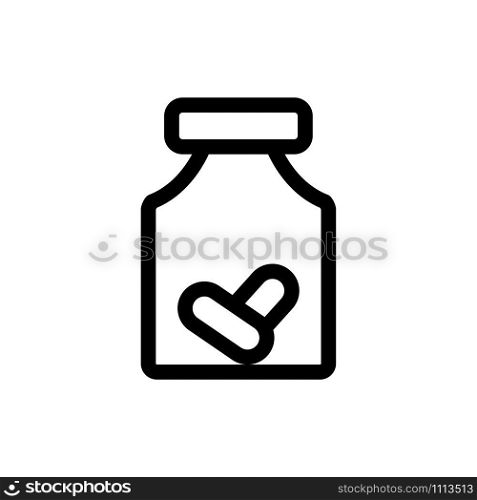 tablets in a bottle icon vector. Thin line sign. Isolated contour symbol illustration. tablets in a bottle icon vector. Isolated contour symbol illustration
