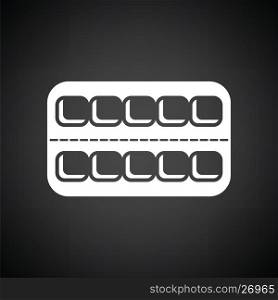 Tablets pack icon. Black background with white. Vector illustration.