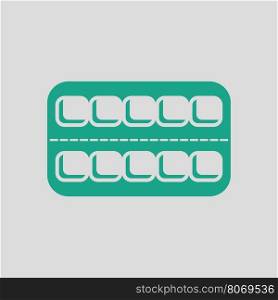 Tablets pack icon. Gray background with green. Vector illustration.