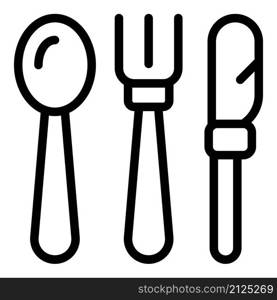 Tableware icon outline vector. Fork knife. Cutlery spoon. Tableware icon outline vector. Fork knife