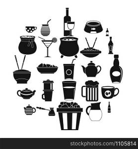 Tableware icons set. Simple set of 25 tableware vector icons for web isolated on white background. Tableware icons set, simple style