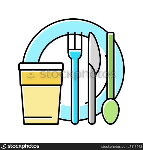 tableware plastic color icon vector. tableware plastic sign. isolated symbol illustration. tableware plastic color icon vector illustration