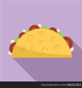 Taco burrito icon flat vector. Mexican food. Cooked meal. Taco burrito icon flat vector. Mexican food