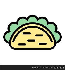 Taco burrito icon. Outline taco burrito vector icon color flat isolated. Taco burrito icon color outline vector