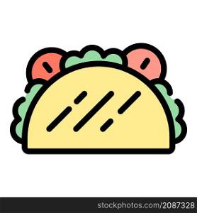 Taco cuisine icon. Outline taco cuisine vector icon color flat isolated. Taco cuisine icon color outline vector