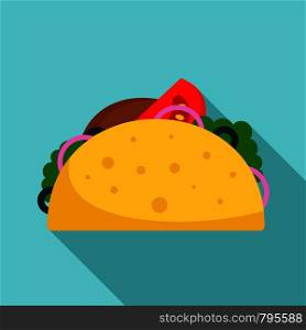 Taco food icon. Flat illustration of taco food vector icon for web design. Taco food icon, flat style
