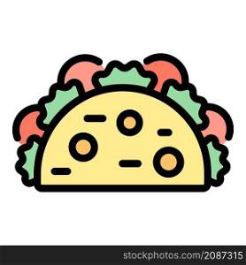 Taco lunch icon. Outline taco lunch vector icon color flat isolated. Taco lunch icon color outline vector