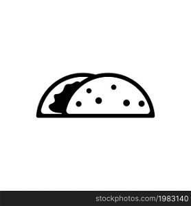 Taco, Mexican Dish. Flat Vector Icon illustration. Simple black symbol on white background. Taco, Mexican Dish sign design template for web and mobile UI element. Taco, Mexican Dish Flat Vector Icon
