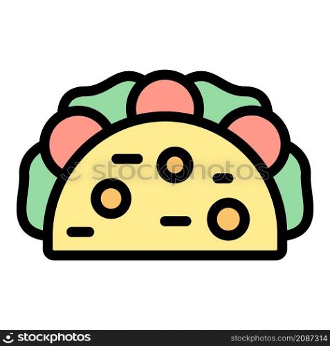 Taco snack icon. Outline taco snack vector icon color flat isolated. Taco snack icon color outline vector
