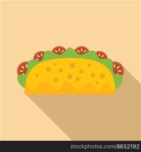 Tacos icon flat vector. Mexican food. Mexico menu. Tacos icon flat vector. Mexican food