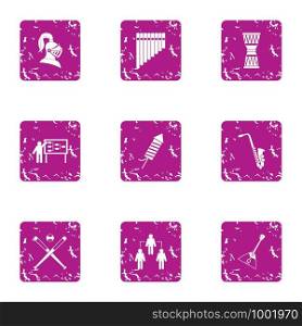 Tactic icons set. Grunge set of 9 tactic vector icons for web isolated on white background. Tactic icons set, grunge style