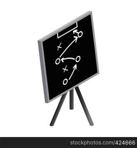 Tactic strategy sketched on a blackboard isometric 3d icon on a white background. Tactic strategy sketched on a blackboard icon
