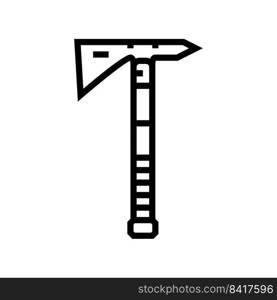 tactical axe hatchet line icon vector. tactical axe hatchet sign. isolated contour symbol black illustration. tactical axe hatchet line icon vector illustration