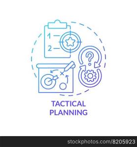 Tactical planning blue gradient concept icon. Small steps to success. Business strategy type abstract idea thin line illustration. Isolated outline drawing. Myriad Pro-Bold font used. Tactical planning blue gradient concept icon