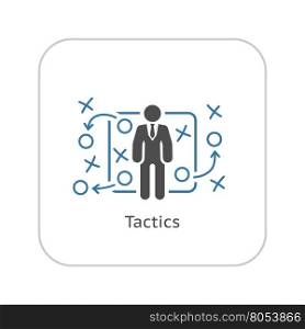 Tactics Icon. Flat Design.. Tactics Icon. Flat Design. A man with strategy board. App Symbol or UI element.