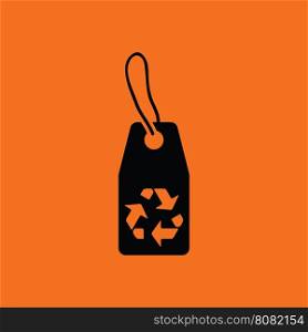 Tag and recycle sign icon. Orange background with black. Vector illustration.