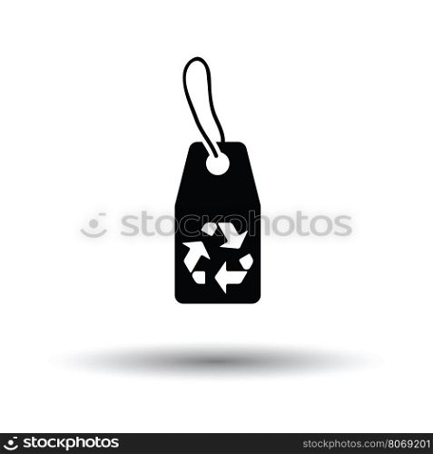 Tag and recycle sign icon. White background with shadow design. Vector illustration.