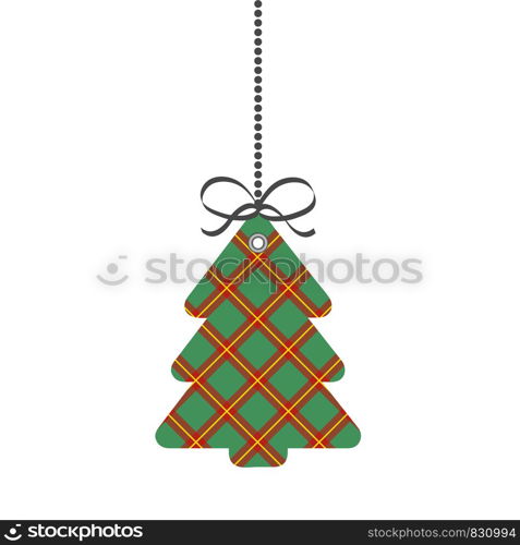 Tag Christmas or New Year Tree of Scotch Cage Textile, stock vector illustration