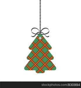 Tag Christmas or New Year Tree of Scotch Cage Textile, stock vector illustration