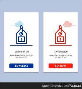 Tag, Dollar, Label, Interface Blue and Red Download and Buy Now web Widget Card Template