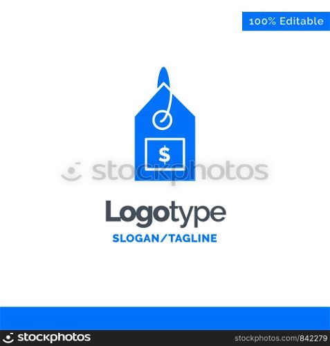 Tag, Dollar, Label, Interface Blue Solid Logo Template. Place for Tagline