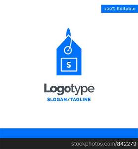 Tag, Dollar, Label, Interface Blue Solid Logo Template. Place for Tagline